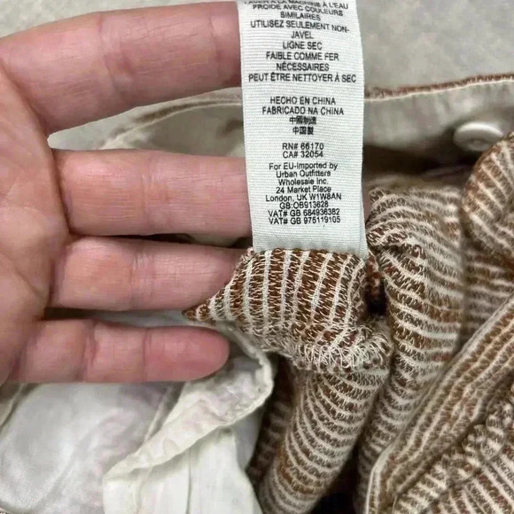 Free People Pants High Rise Tapered Leg Striped Pockets Drawstring Sz 8 - Picture 9 of 11